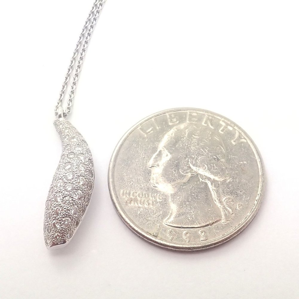 Authentic! Tiffany & Co 18k White Gold Frank Gehry Diamond Fish Necklace - Picture 5 of 12